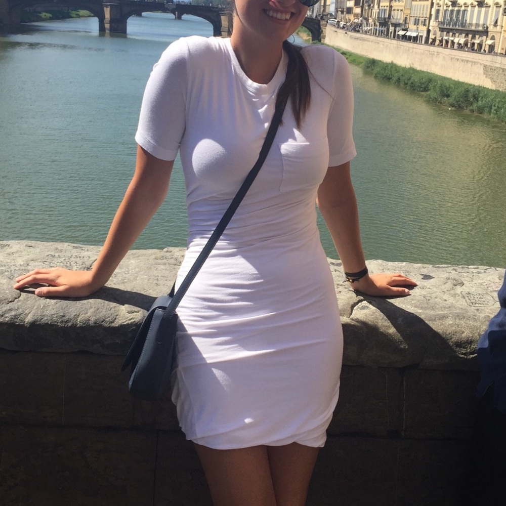 T by Alexander Wang Torqued Short Sleeve Dress